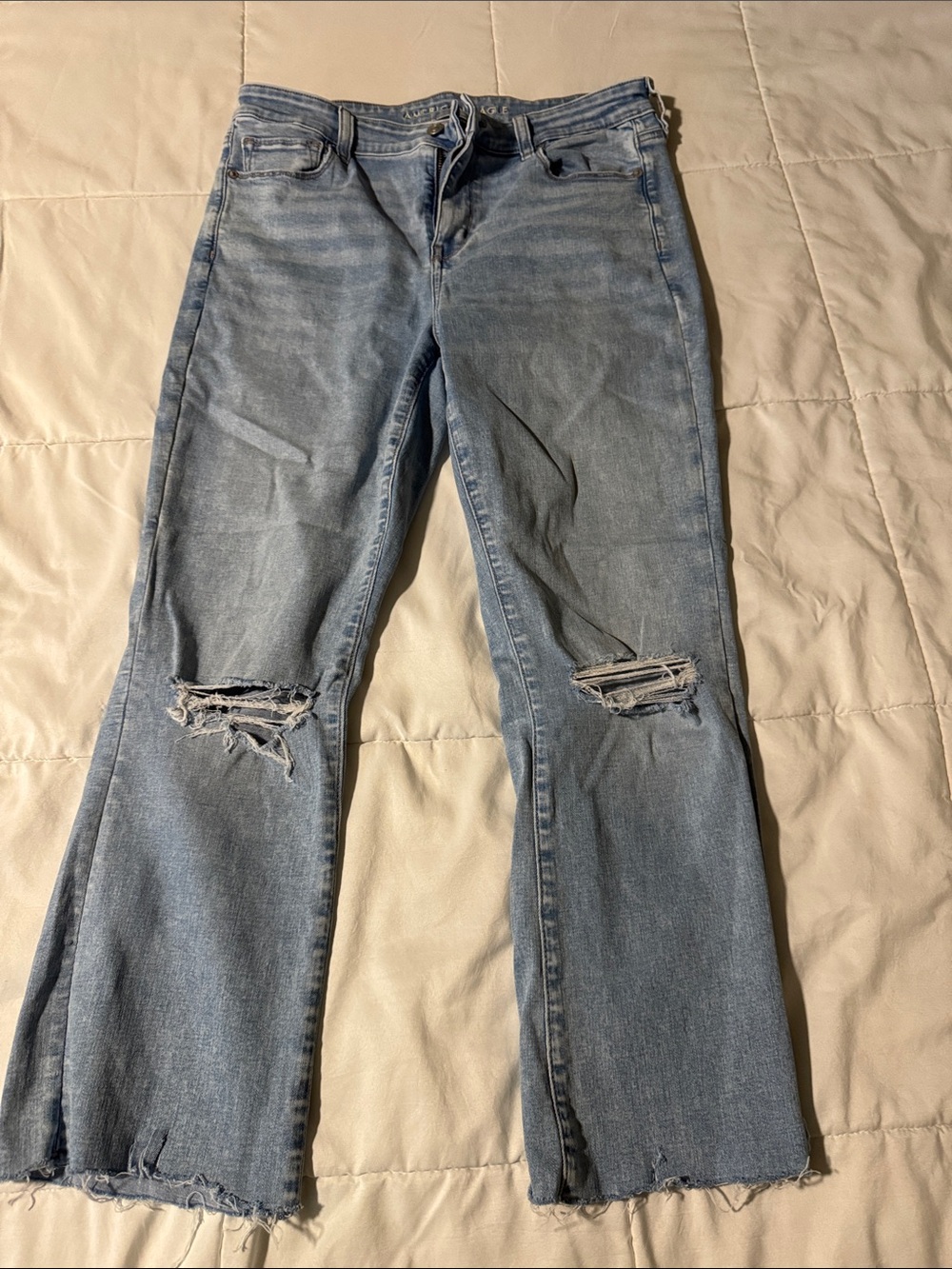 American Eagle Outfitters Light Blue Distressed Flare Jeans